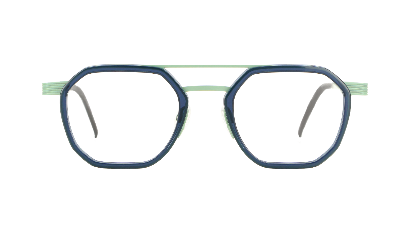 V4118 C374 Matt Light Green With Transparent Blue Acetate Ring