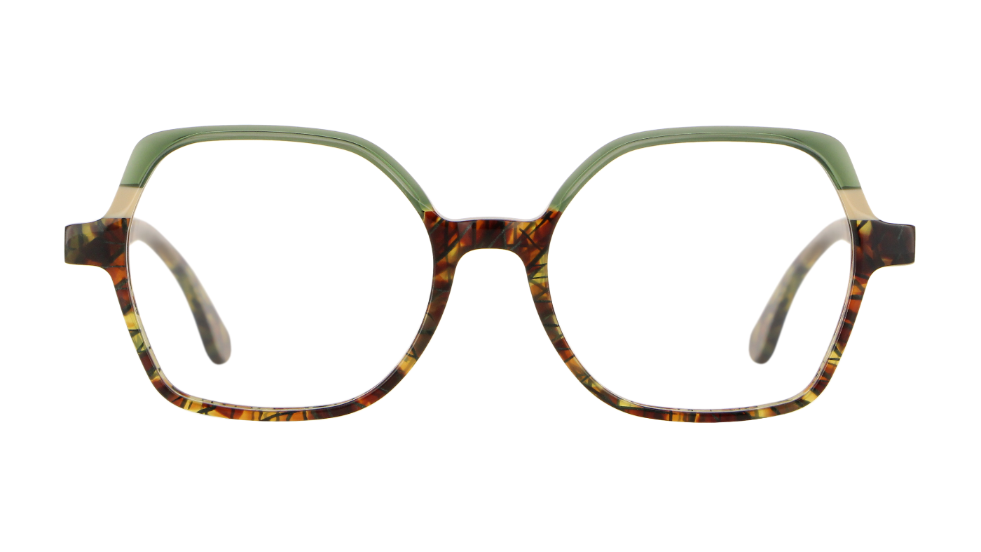 V1668 A639 Transparent Green/Solid Cream/Tangram Havana-Green