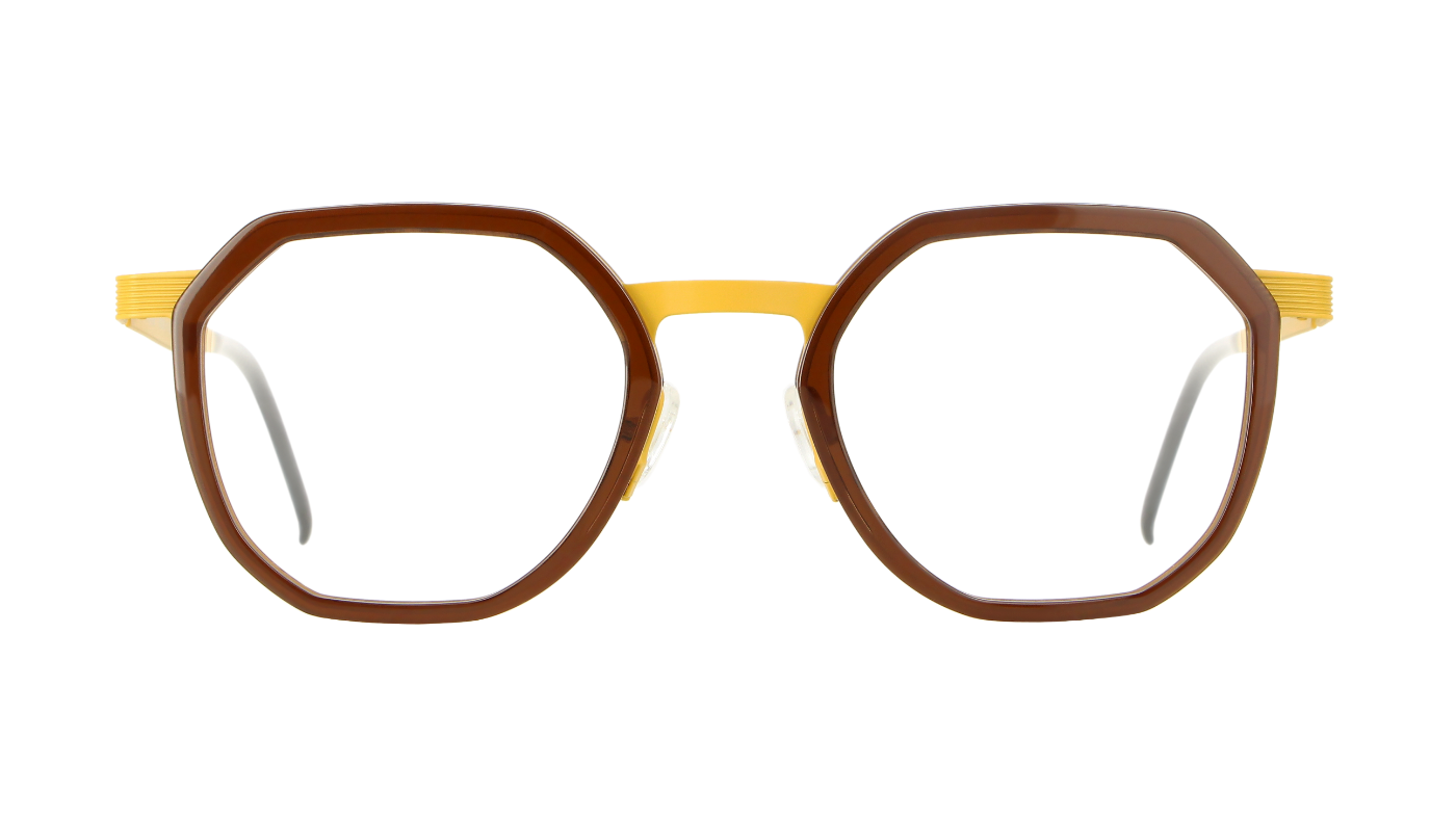 V4131 C436 Matt Mustard Yellow/Transparent Brown Acetate